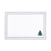 Nazaré white cotton table linen with embroidered Christmas tree and wreath - Torres Novas