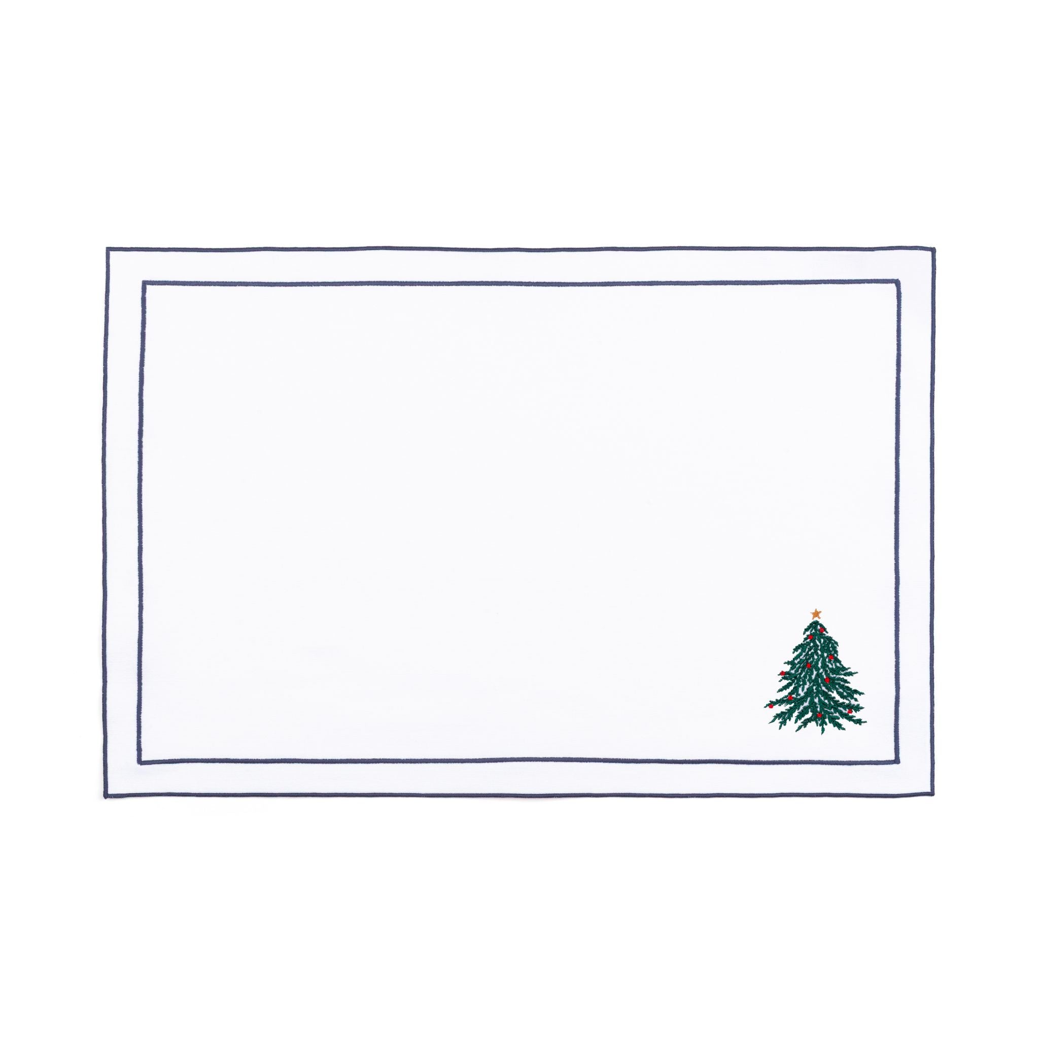 Nazaré white cotton table linen with embroidered Christmas tree and wreath - Torres Novas