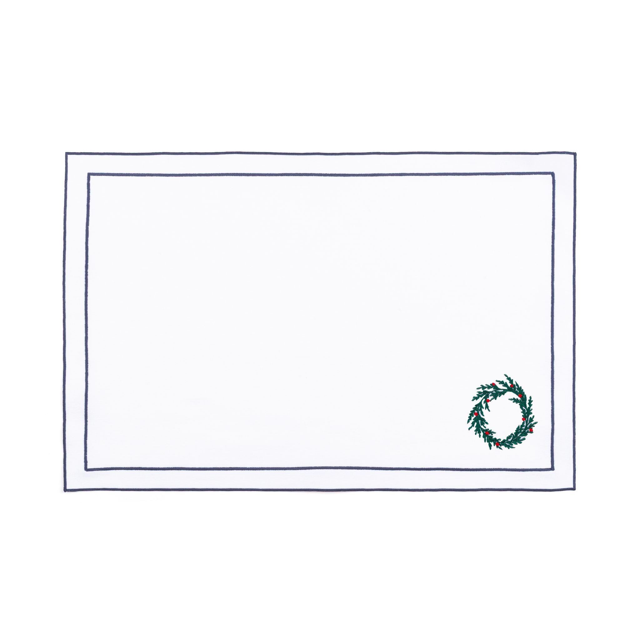 Nazaré white cotton table linen with embroidered Christmas tree and wreath - Torres Novas
