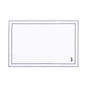 Nazaré white cotton table linen with embroidered retro sports motifs - Torres Novas