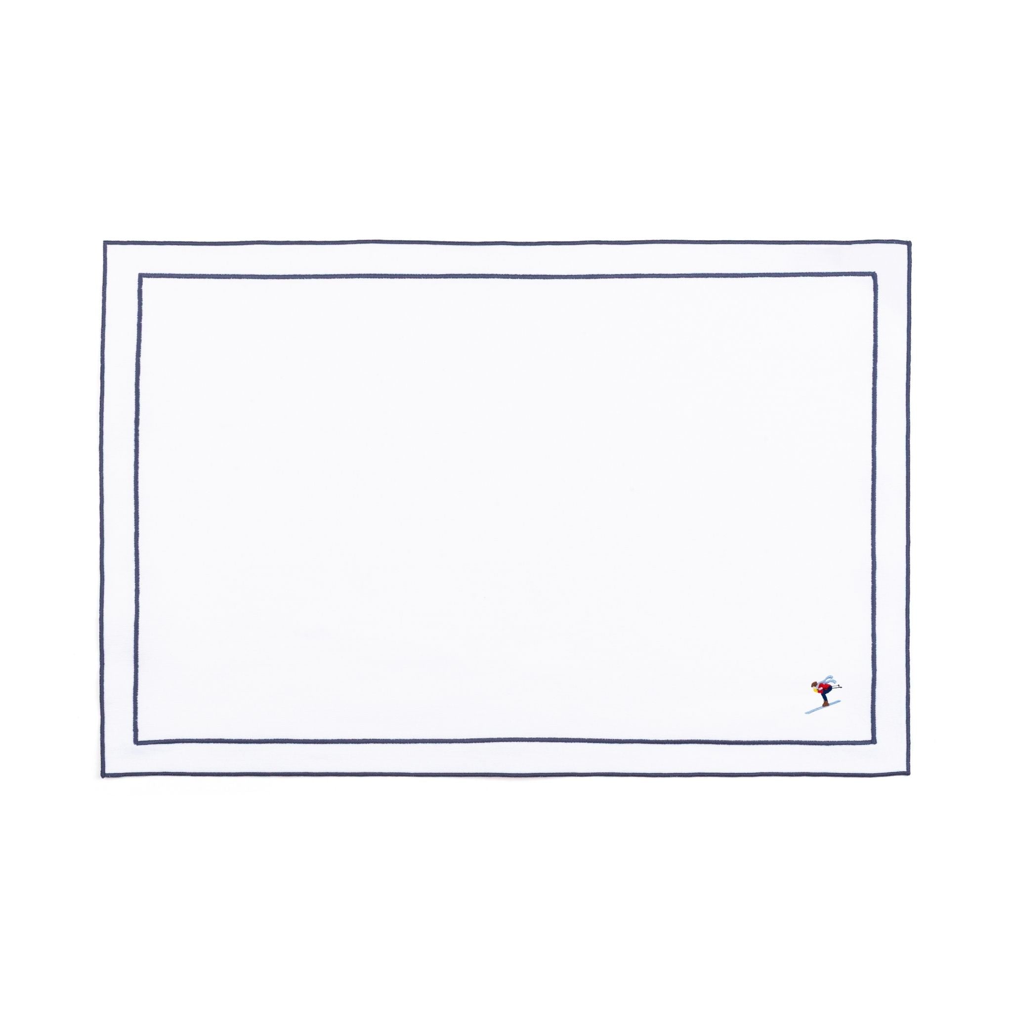 Nazaré white cotton table linen with embroidered retro sports motifs - Torres Novas