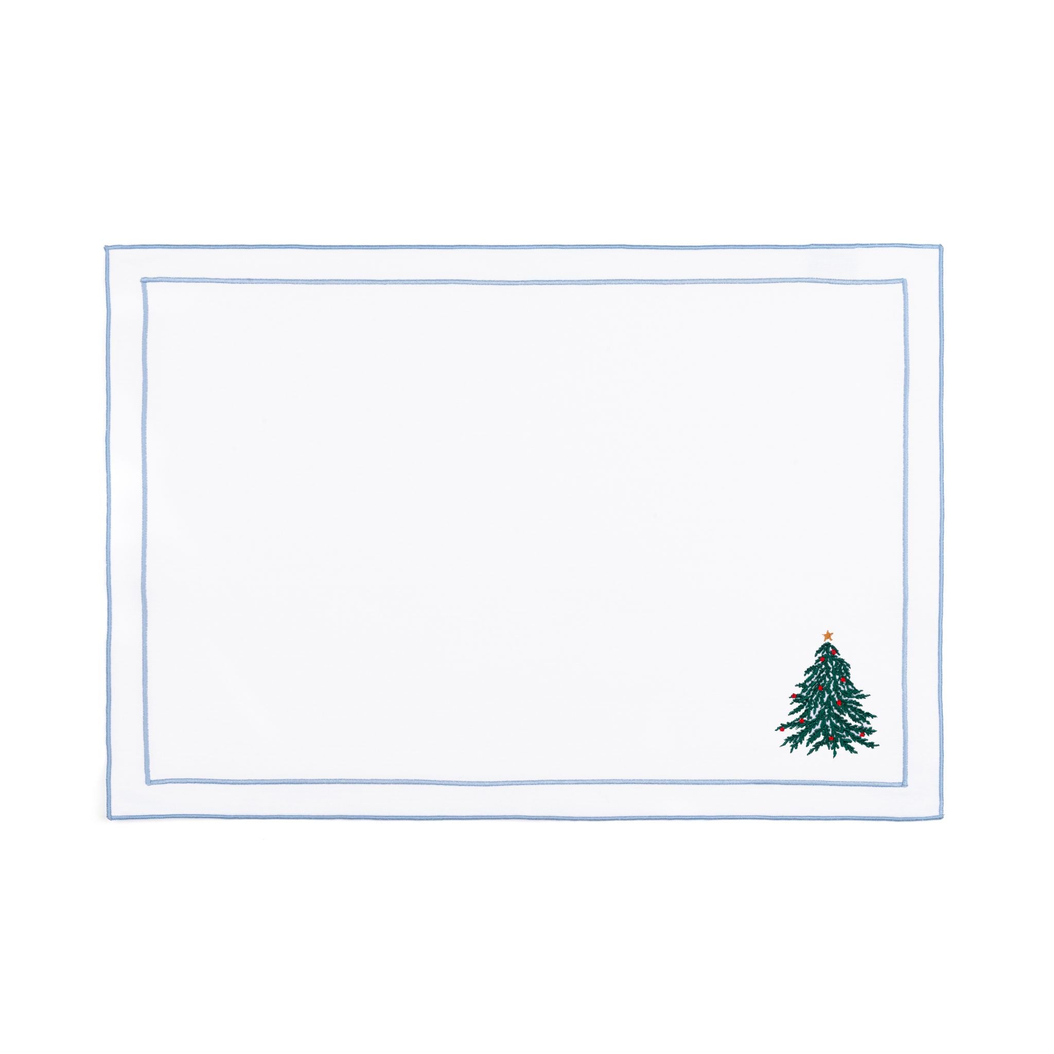 Nazaré white cotton table linen with embroidered Christmas tree and wreath - Torres Novas