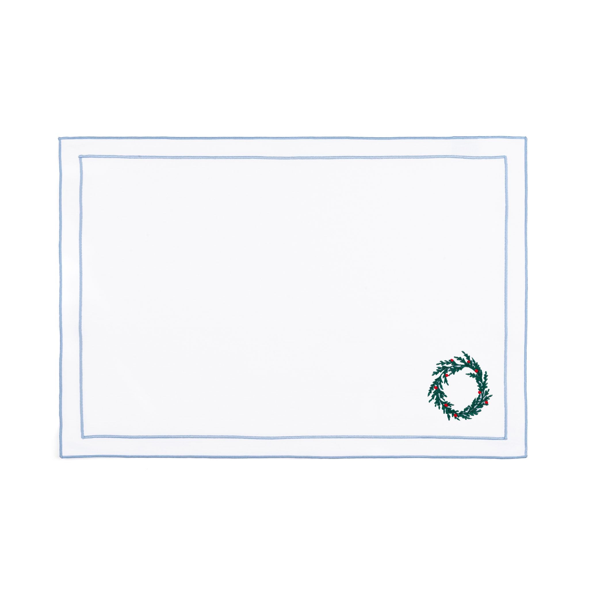 Nazaré white cotton table linen with embroidered Christmas tree and wreath - Torres Novas