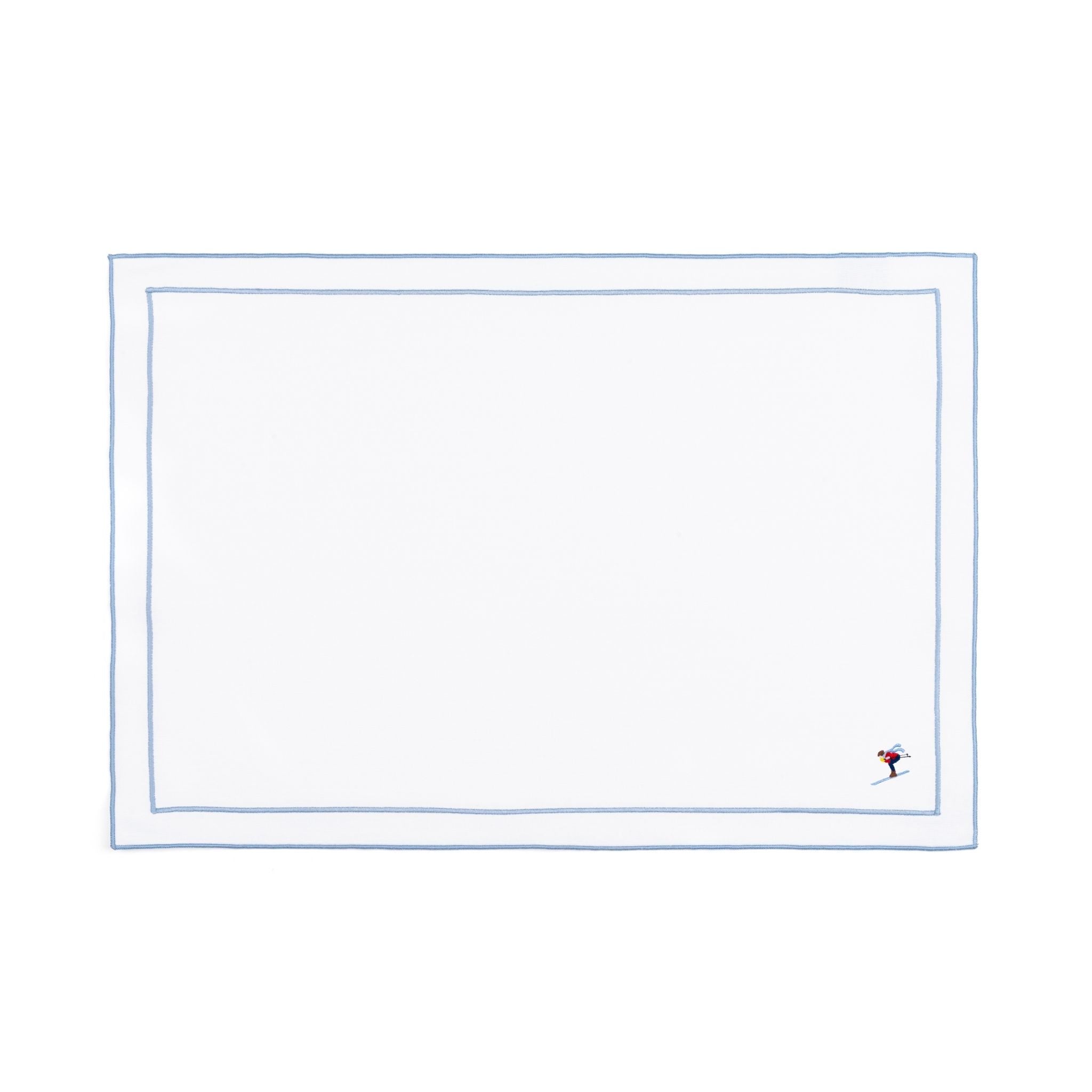 Nazaré white cotton table linen with embroidered retro sports motifs - Torres Novas