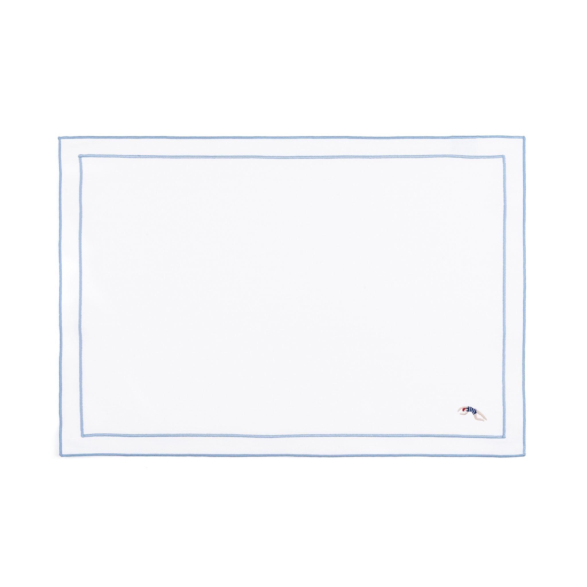Nazaré white cotton table linen with embroidered retro sports motifs - Torres Novas