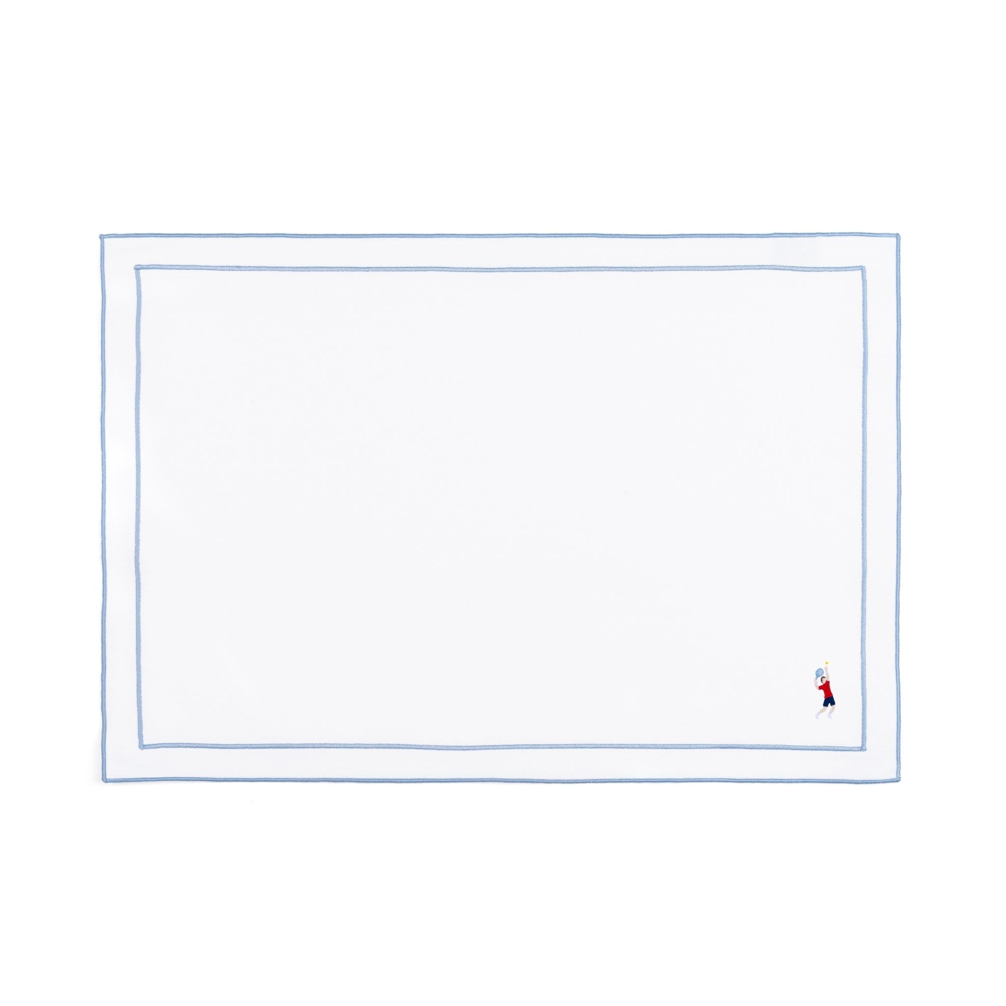 Nazaré white cotton table linen with embroidered retro sports motifs - Torres Novas