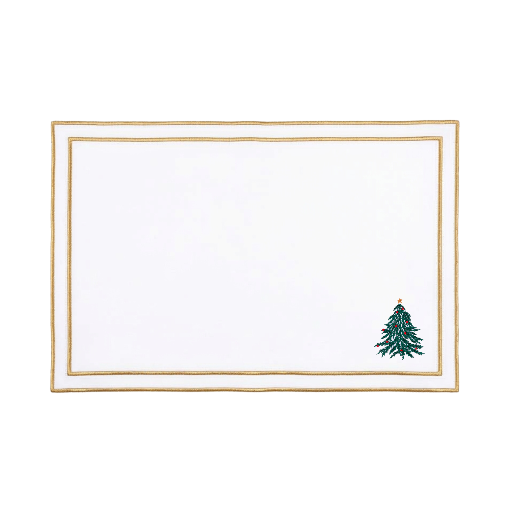 Mantelería Nazaré blanca, en algodón, con árbol y corona de Navidad bordados