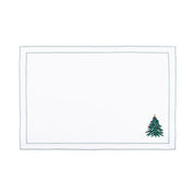 Nazaré white cotton table linen with embroidered Christmas tree and wreath - Torres Novas