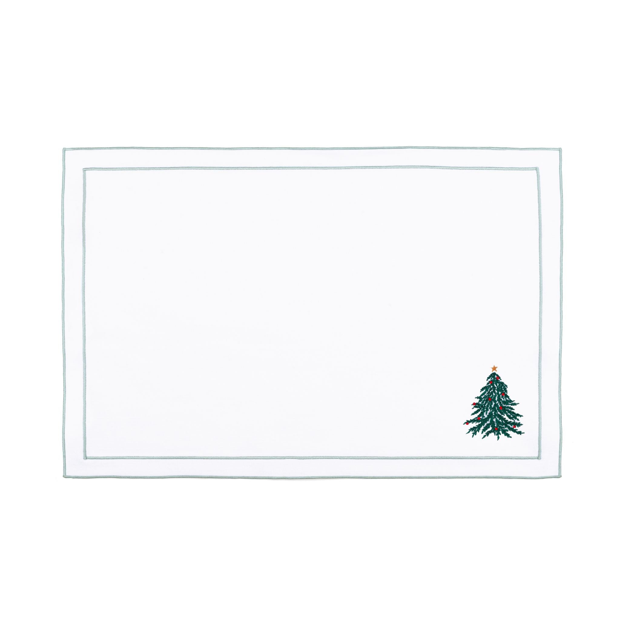 Nazaré white cotton table linen with embroidered Christmas tree and wreath - Torres Novas