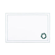 Nazaré white cotton table linen with embroidered Christmas tree and wreath - Torres Novas