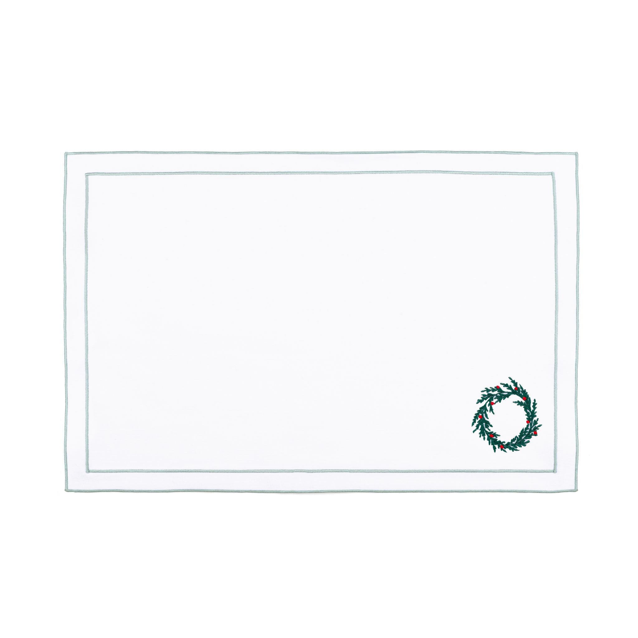 Nazaré white cotton table linen with embroidered Christmas tree and wreath - Torres Novas
