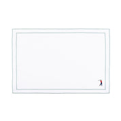 Nazaré white cotton table linen with embroidered retro sports motifs - Torres Novas