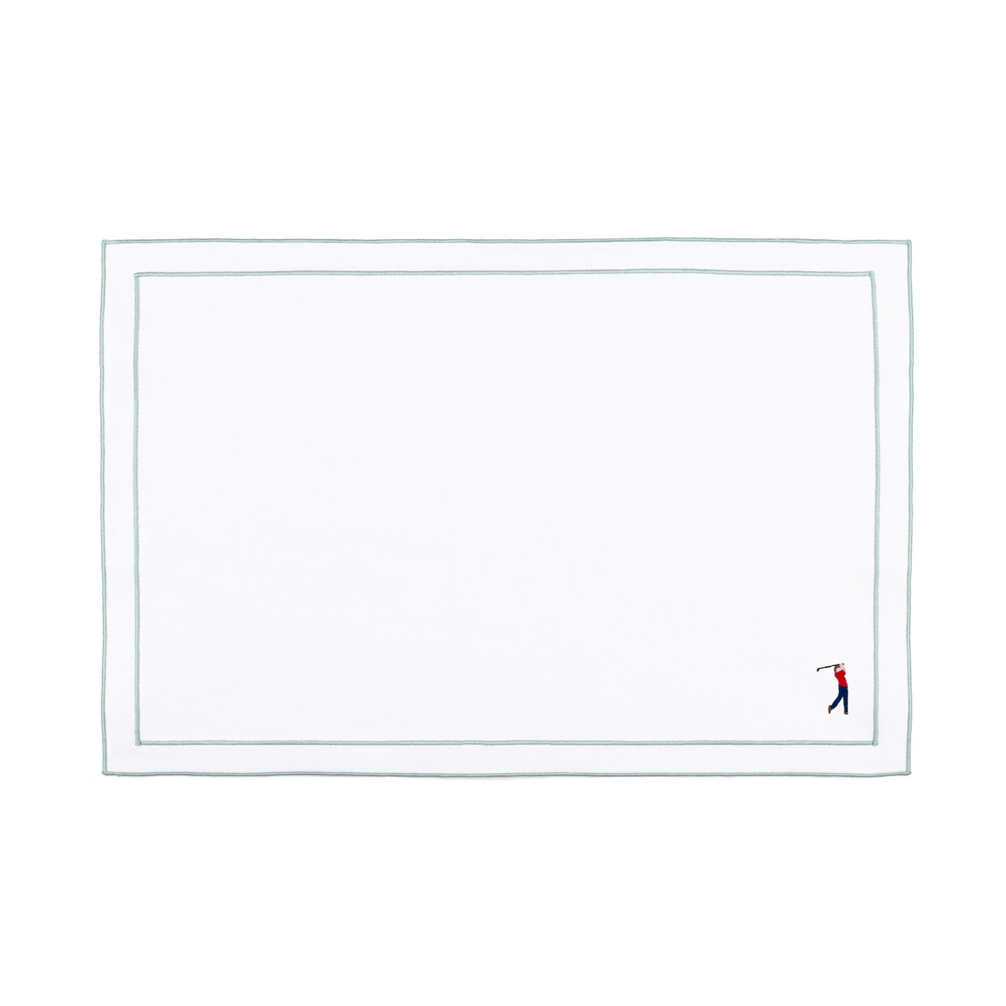Nazaré white cotton table linen with embroidered retro sports motifs - Torres Novas