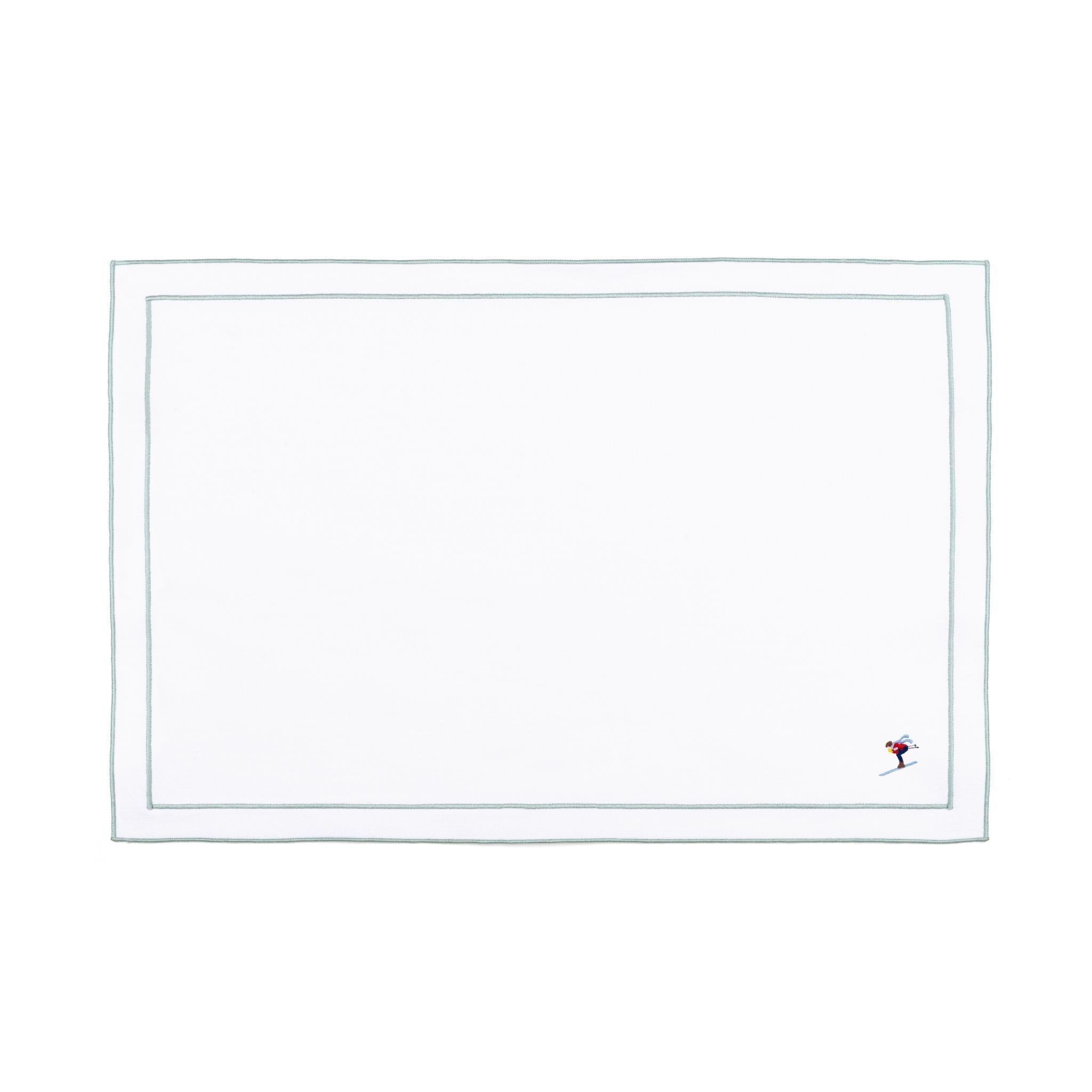 Nazaré white cotton table linen with embroidered retro sports motifs - Torres Novas