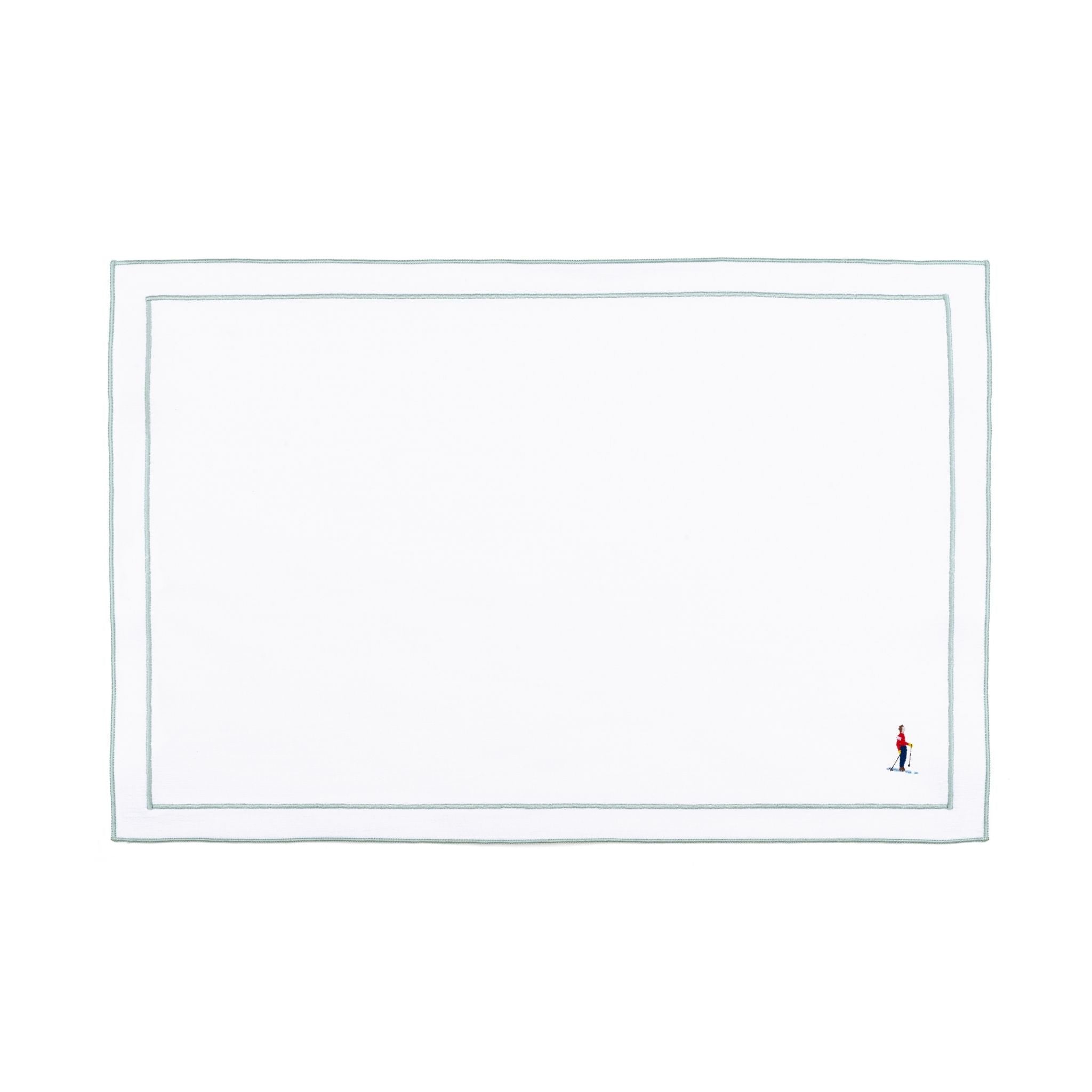 Nazaré white cotton table linen with embroidered retro sports motifs - Torres Novas