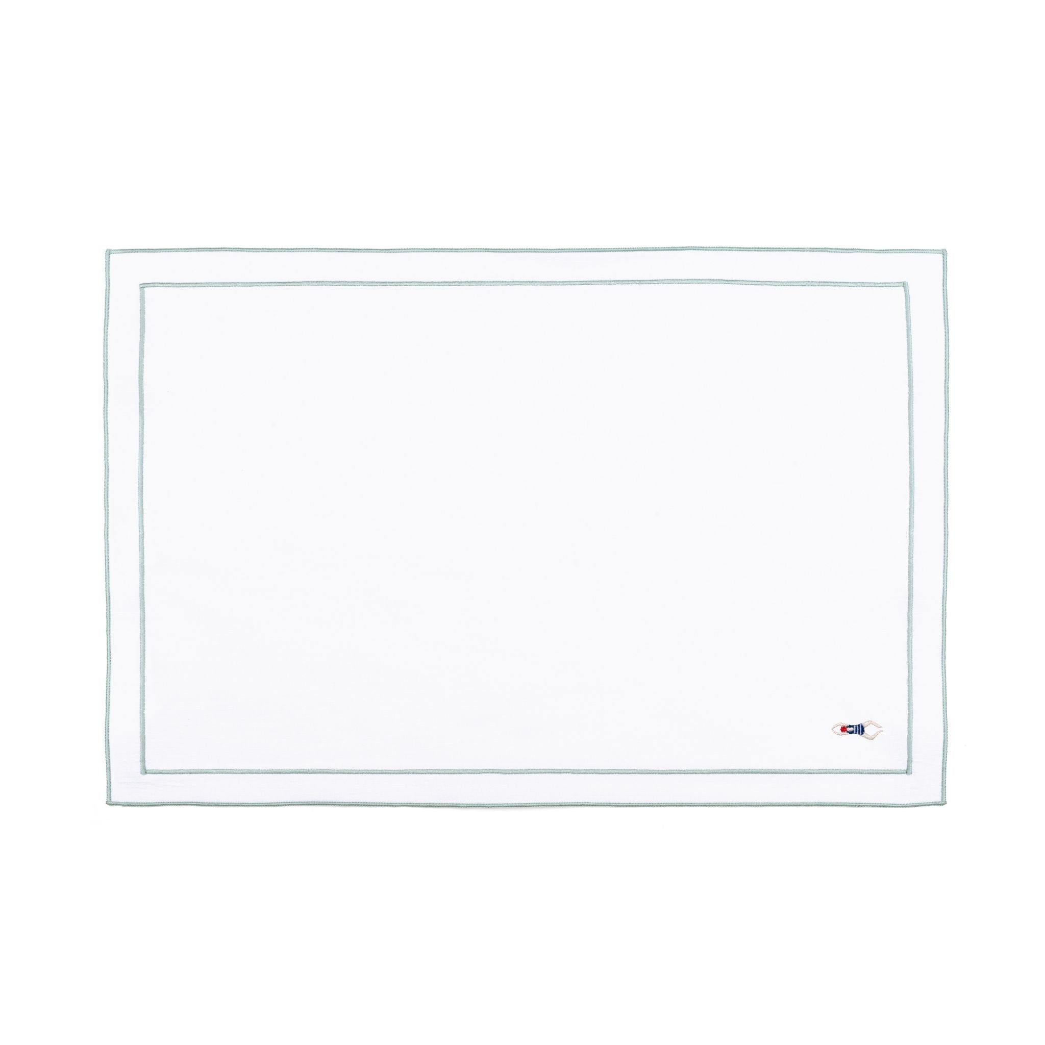 Nazaré white cotton table linen with embroidered retro sports motifs - Torres Novas