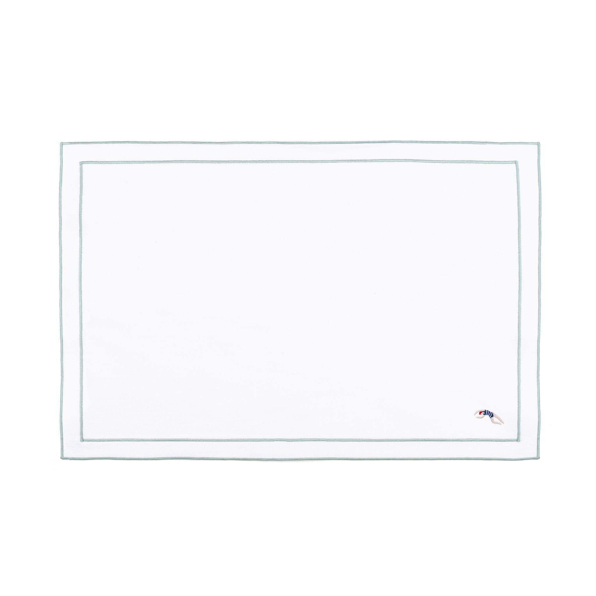 Nazaré white cotton table linen with embroidered retro sports motifs - Torres Novas