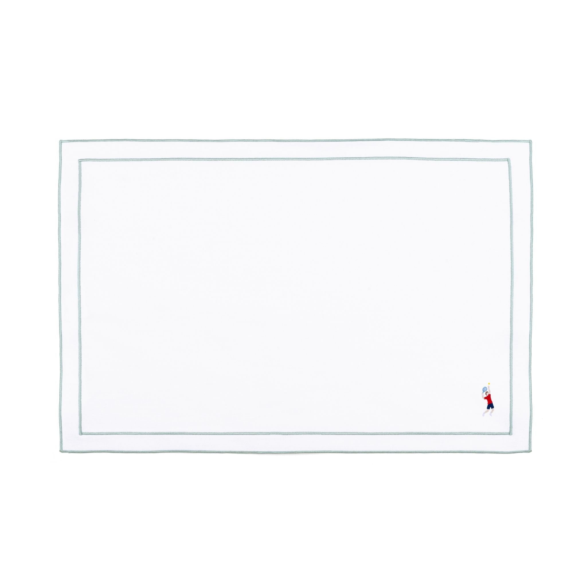 Nazaré white cotton table linen with embroidered retro sports motifs - Torres Novas
