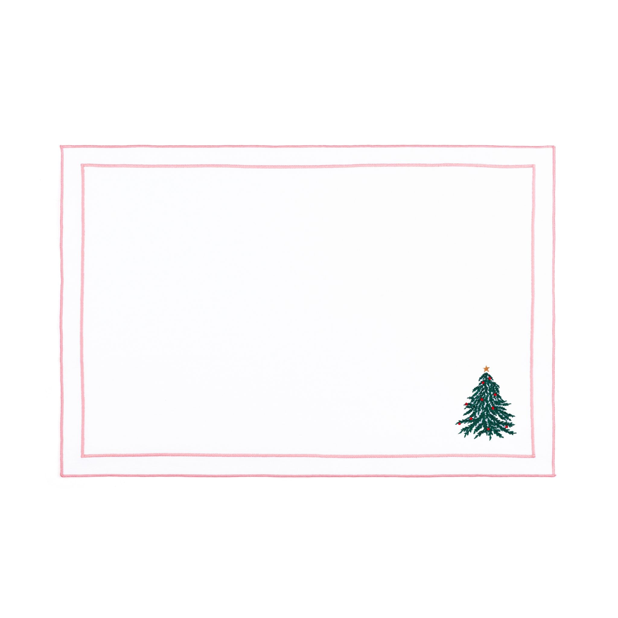 Nazaré white cotton table linen with embroidered Christmas tree and wreath - Torres Novas