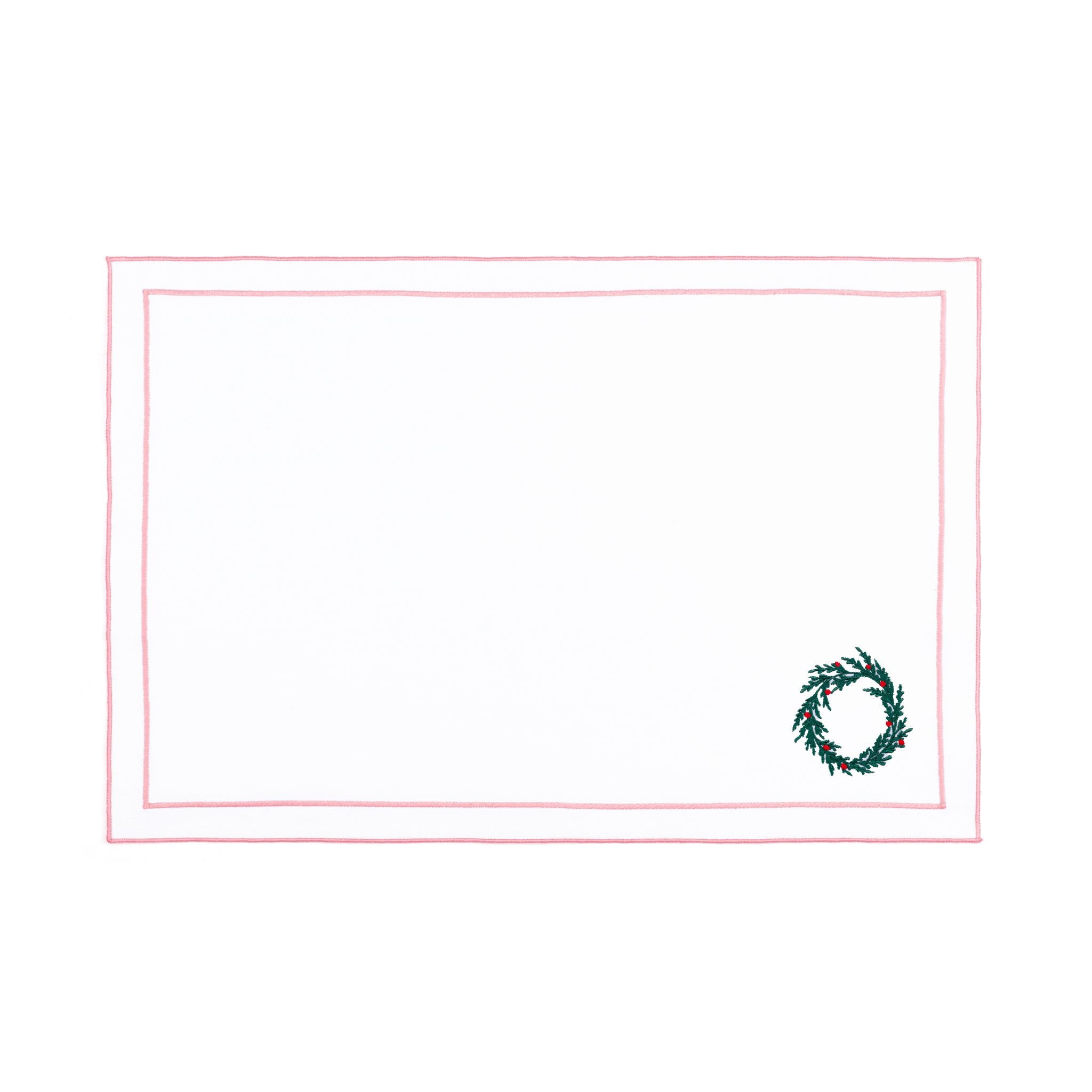 Nazaré white cotton table linen with embroidered Christmas tree and wreath - Torres Novas