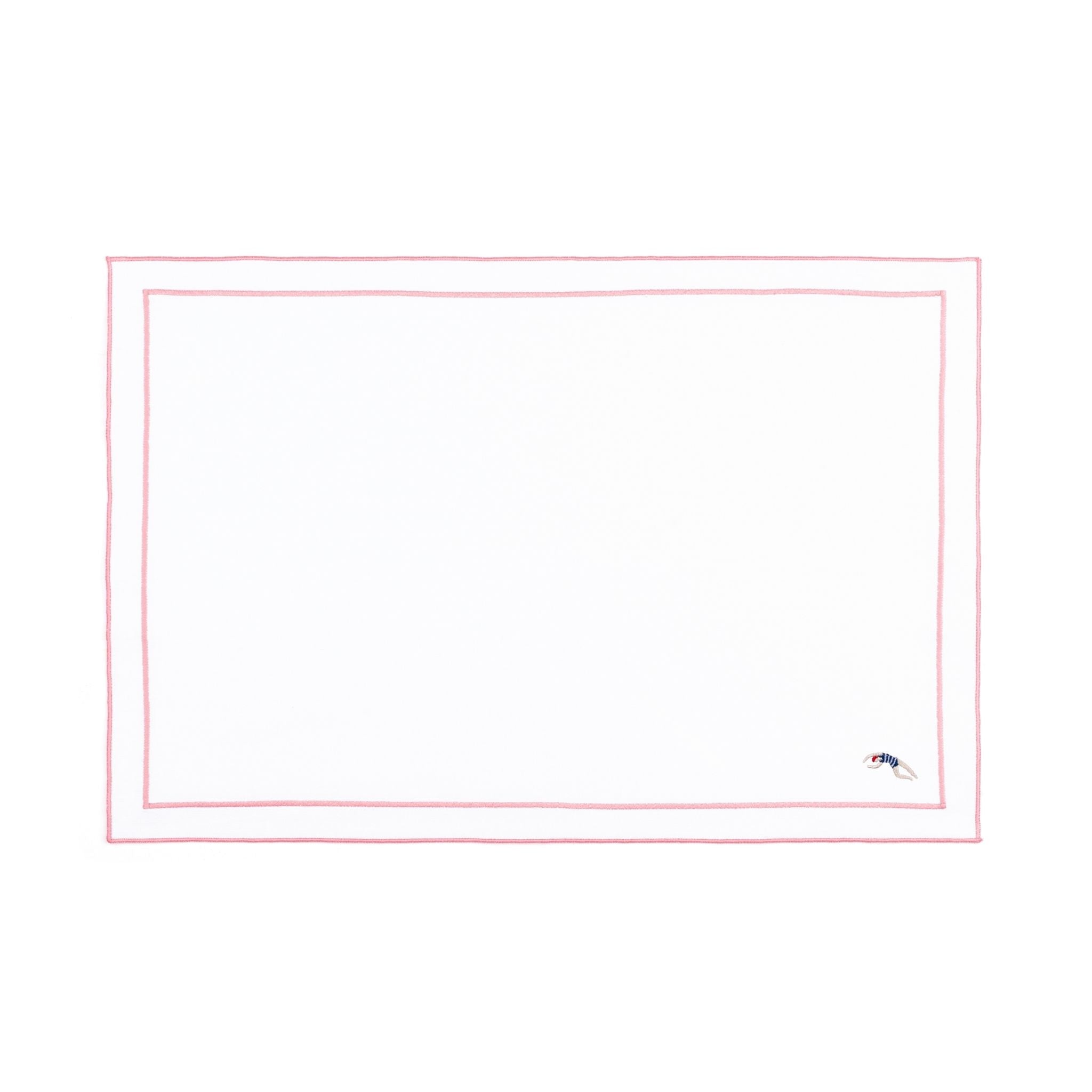 Nazaré white cotton table linen with embroidered retro sports motifs - Torres Novas