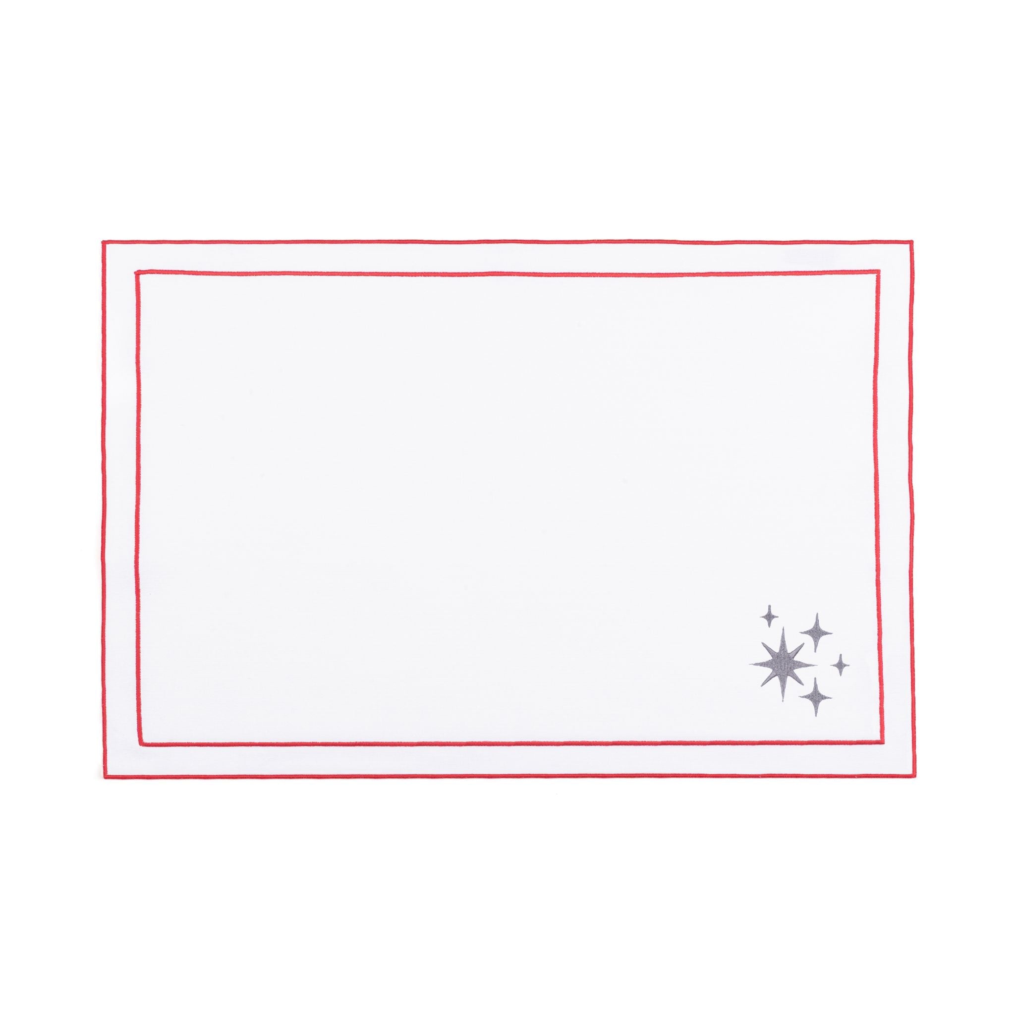Nazaré white cotton table linen with embroidered small Christmas motifs - Torres Novas
