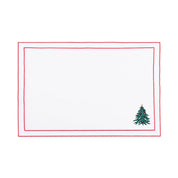 Nazaré white cotton table linen with embroidered Christmas tree and wreath - Torres Novas
