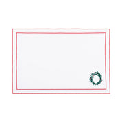 Nazaré white cotton table linen with embroidered Christmas tree and wreath - Torres Novas