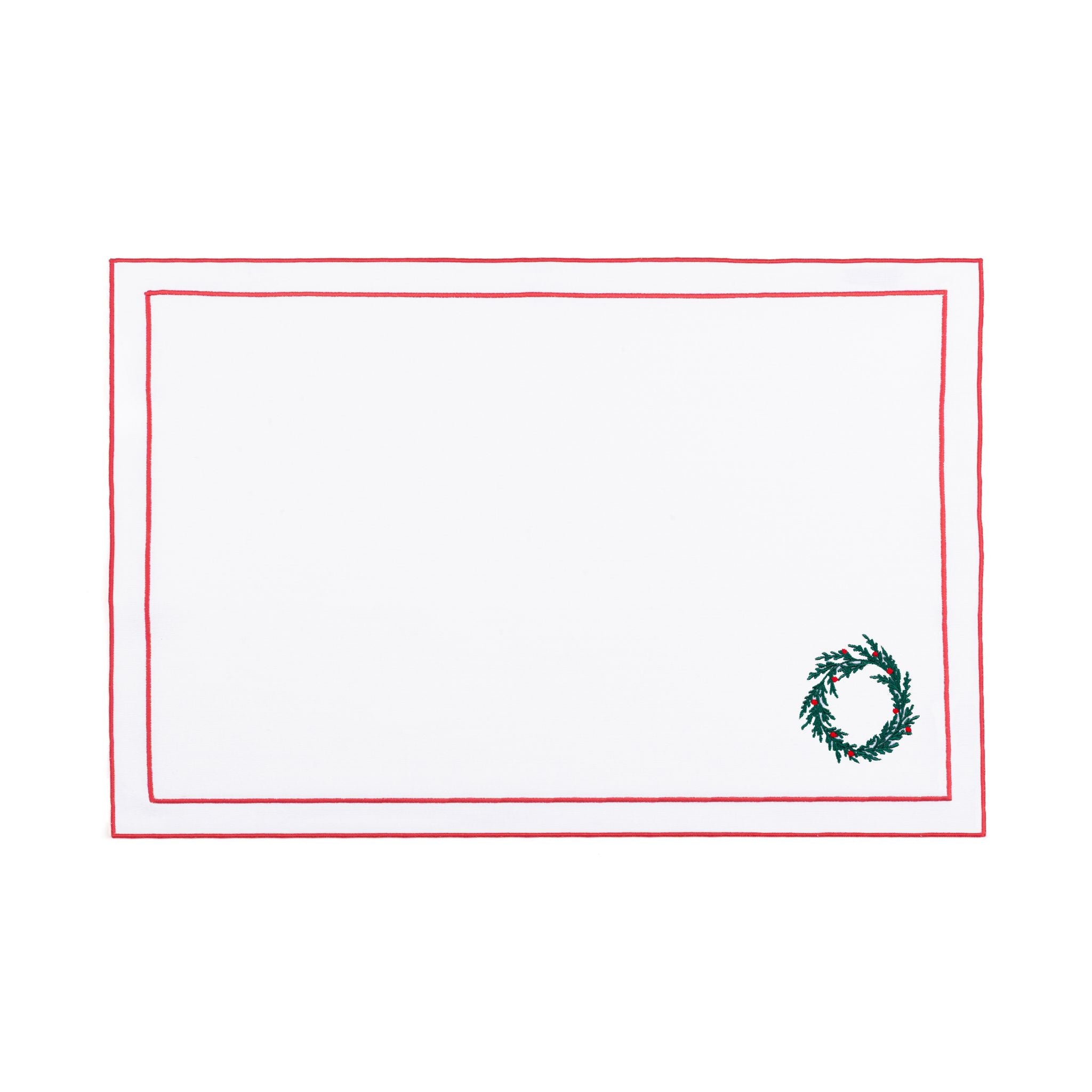 Nazaré white cotton table linen with embroidered Christmas tree and wreath - Torres Novas