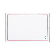 Nazaré white cotton table linen with embroidered retro sports motifs - Torres Novas