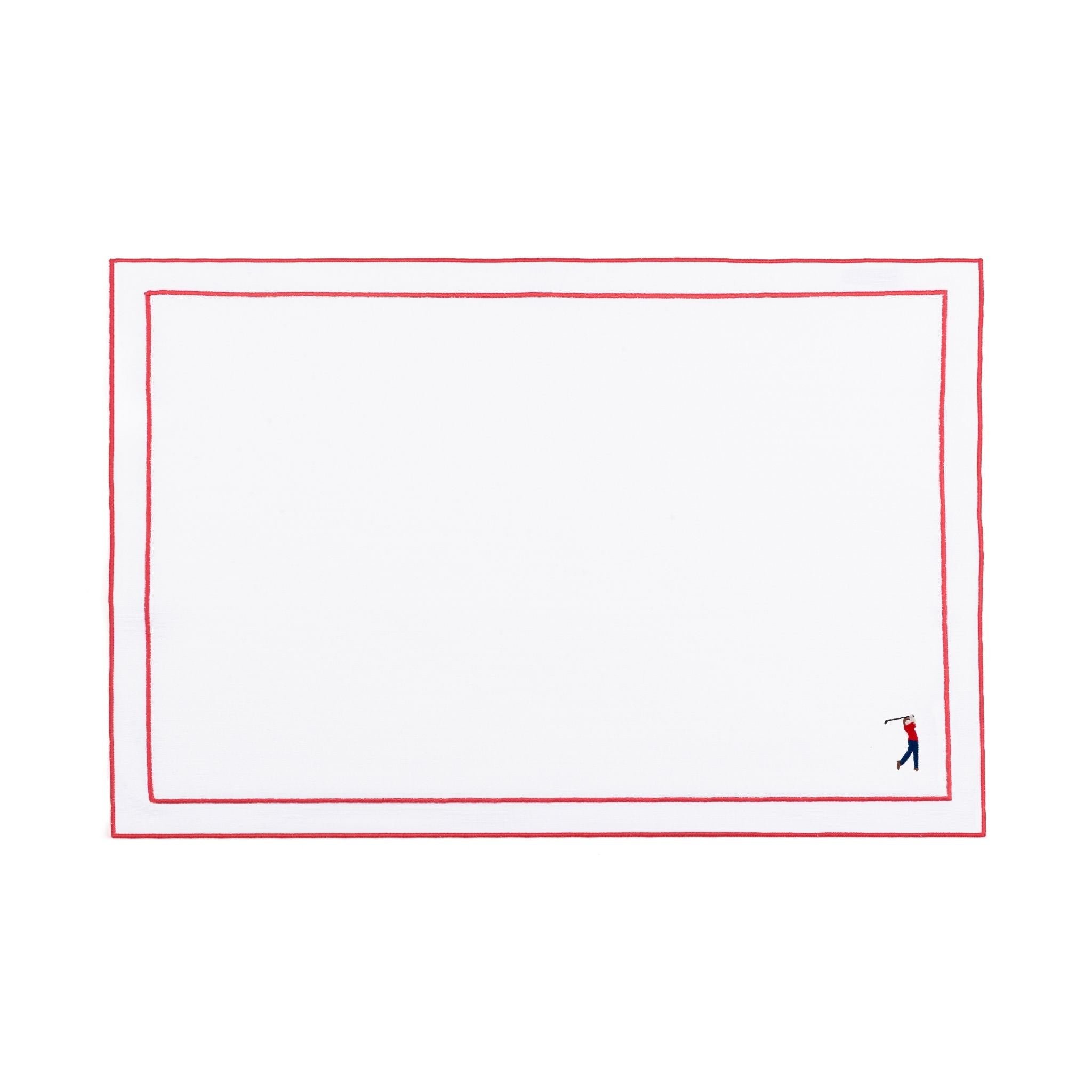 Nazaré white cotton table linen with embroidered retro sports motifs - Torres Novas