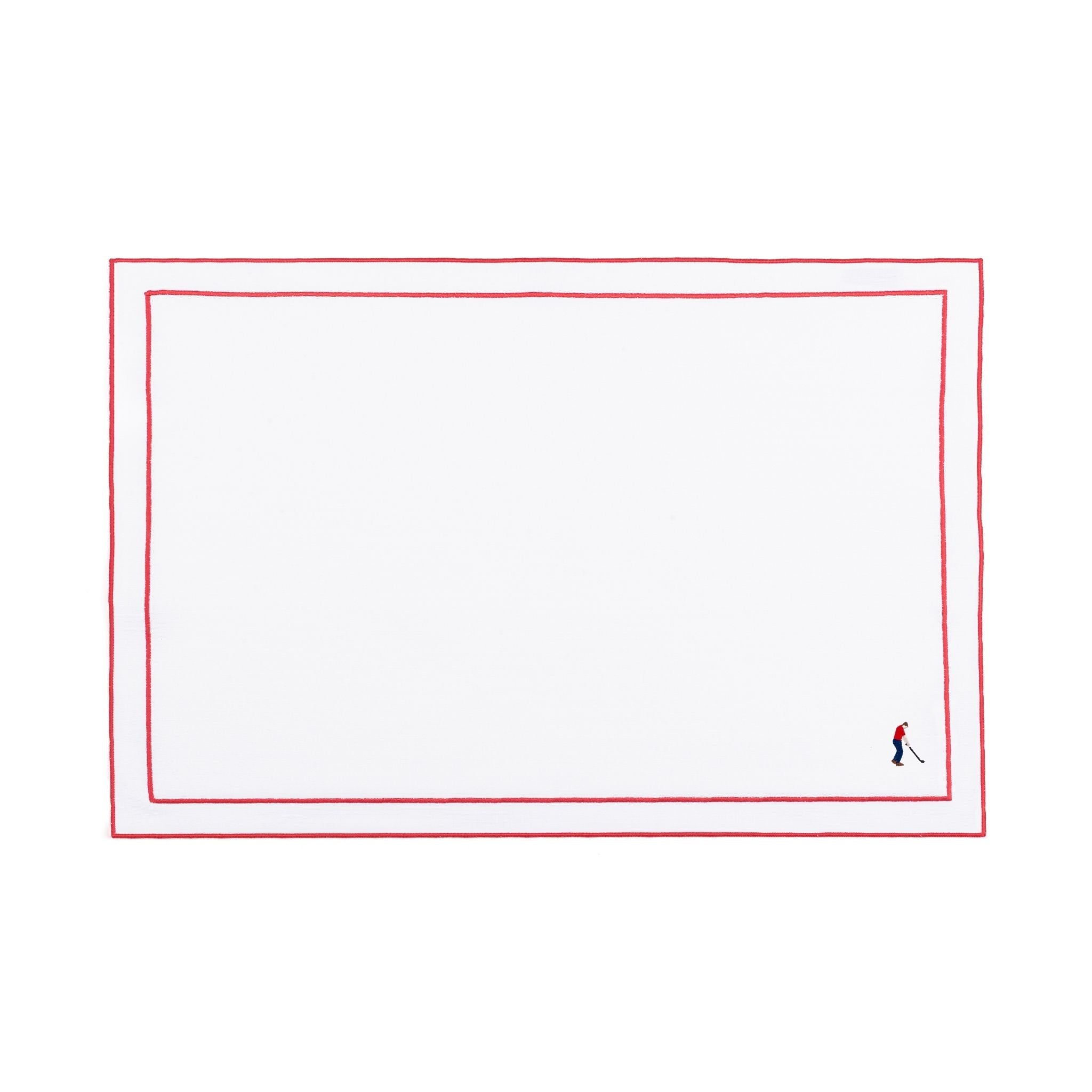 Nazaré white cotton table linen with embroidered retro sports motifs - Torres Novas