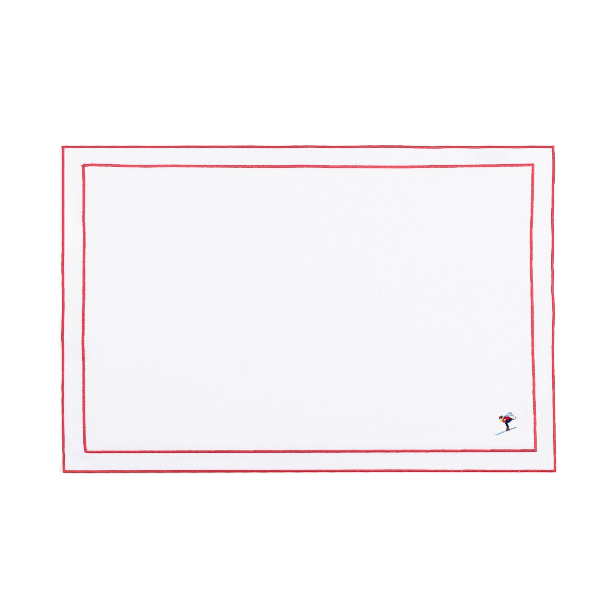 Nazaré white cotton table linen with embroidered retro sports motifs - Torres Novas