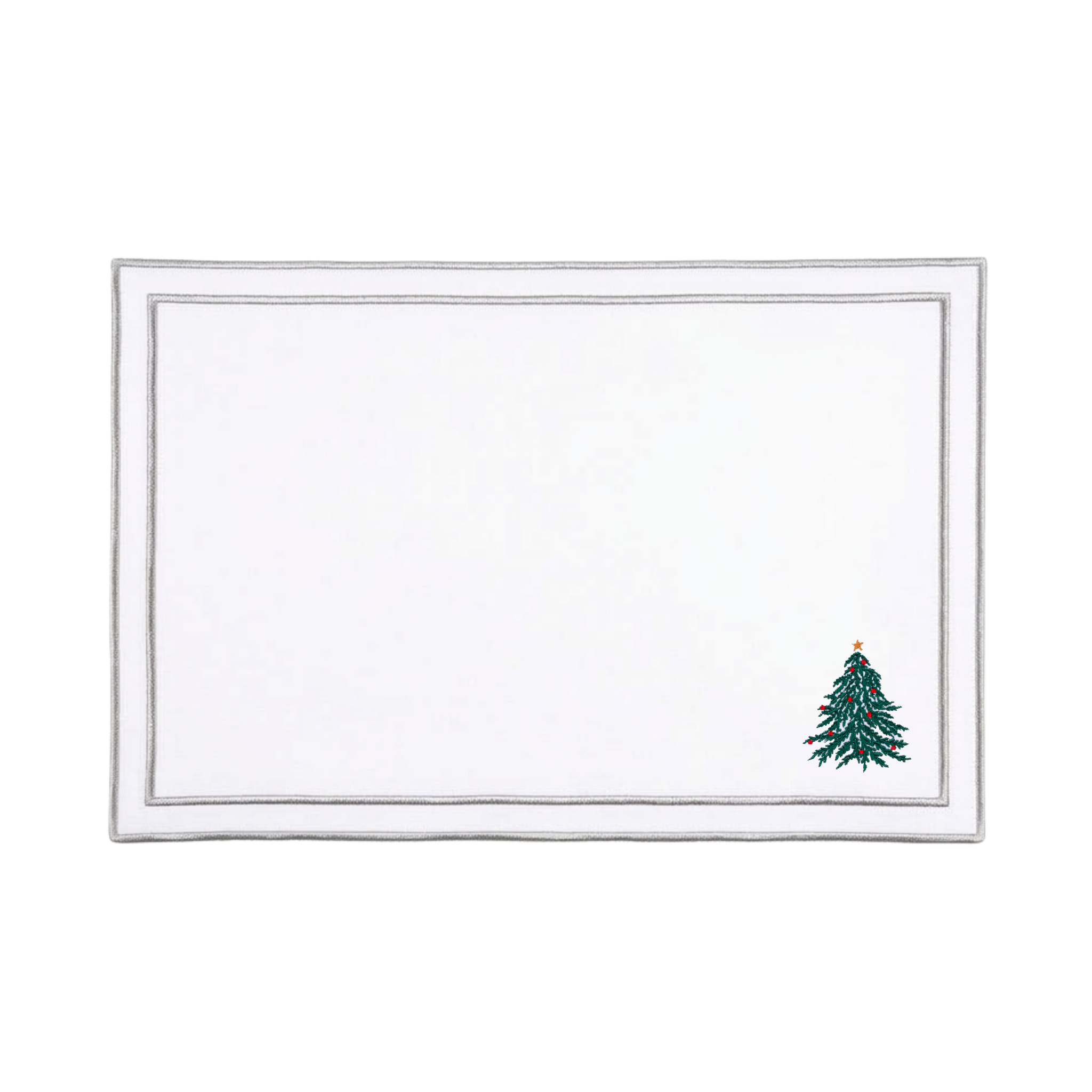 Mantelería Nazaré blanca, en algodón, con árbol y corona de Navidad bordados