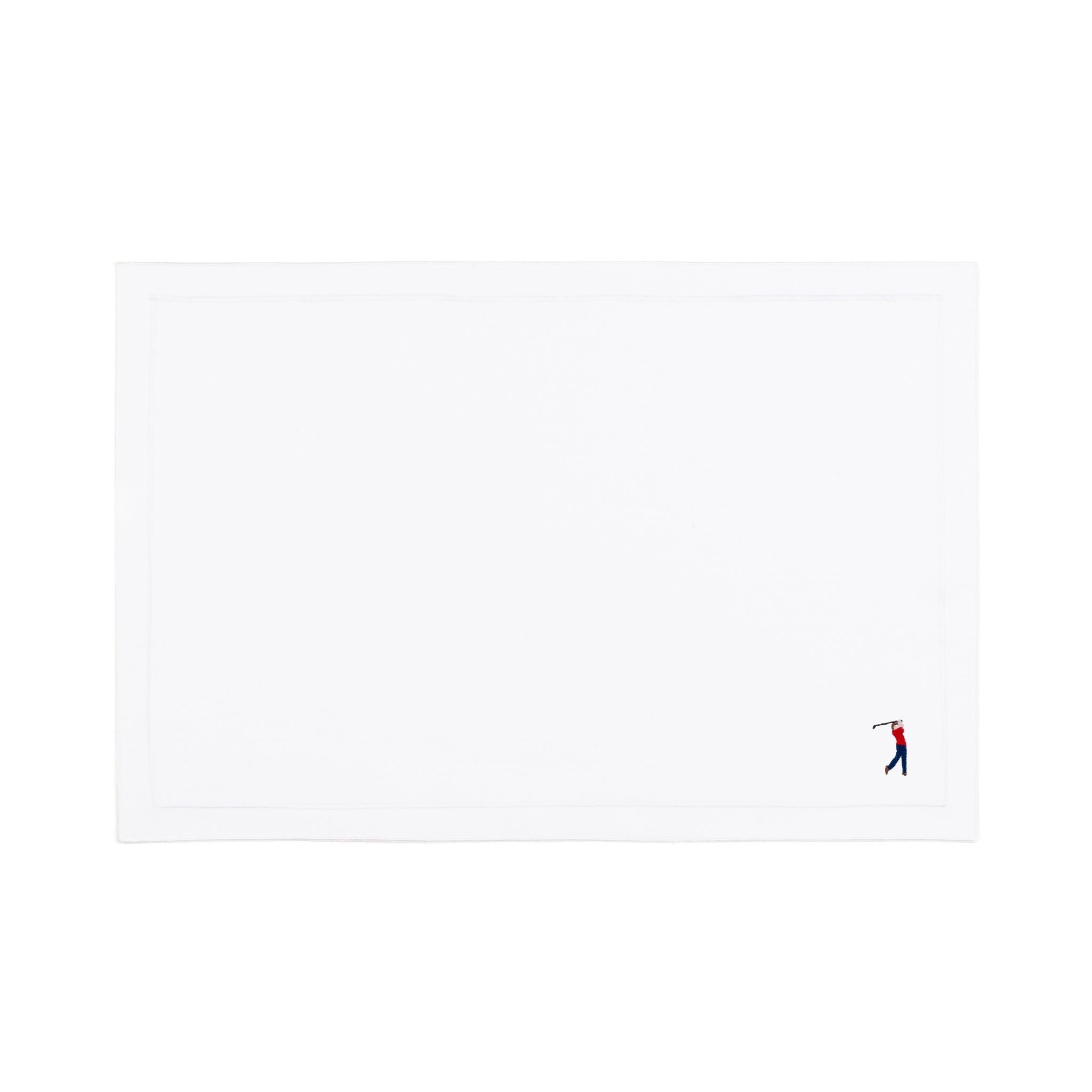 Nazaré white cotton table linen with embroidered retro sports motifs - Torres Novas