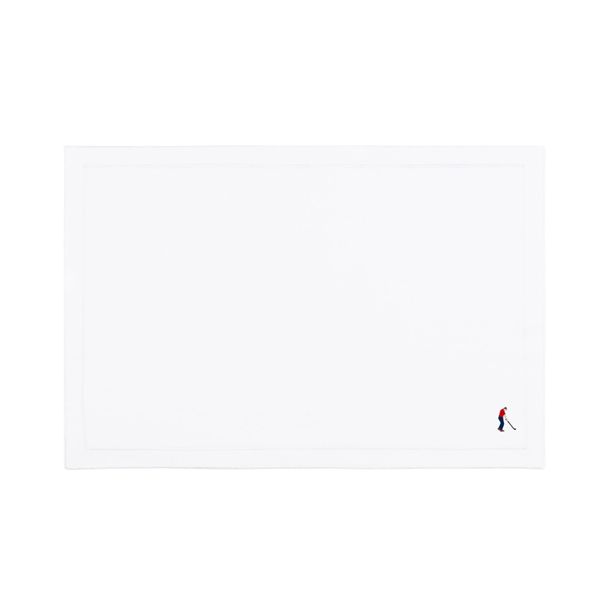 Nazaré white cotton table linen with embroidered retro sports motifs - Torres Novas