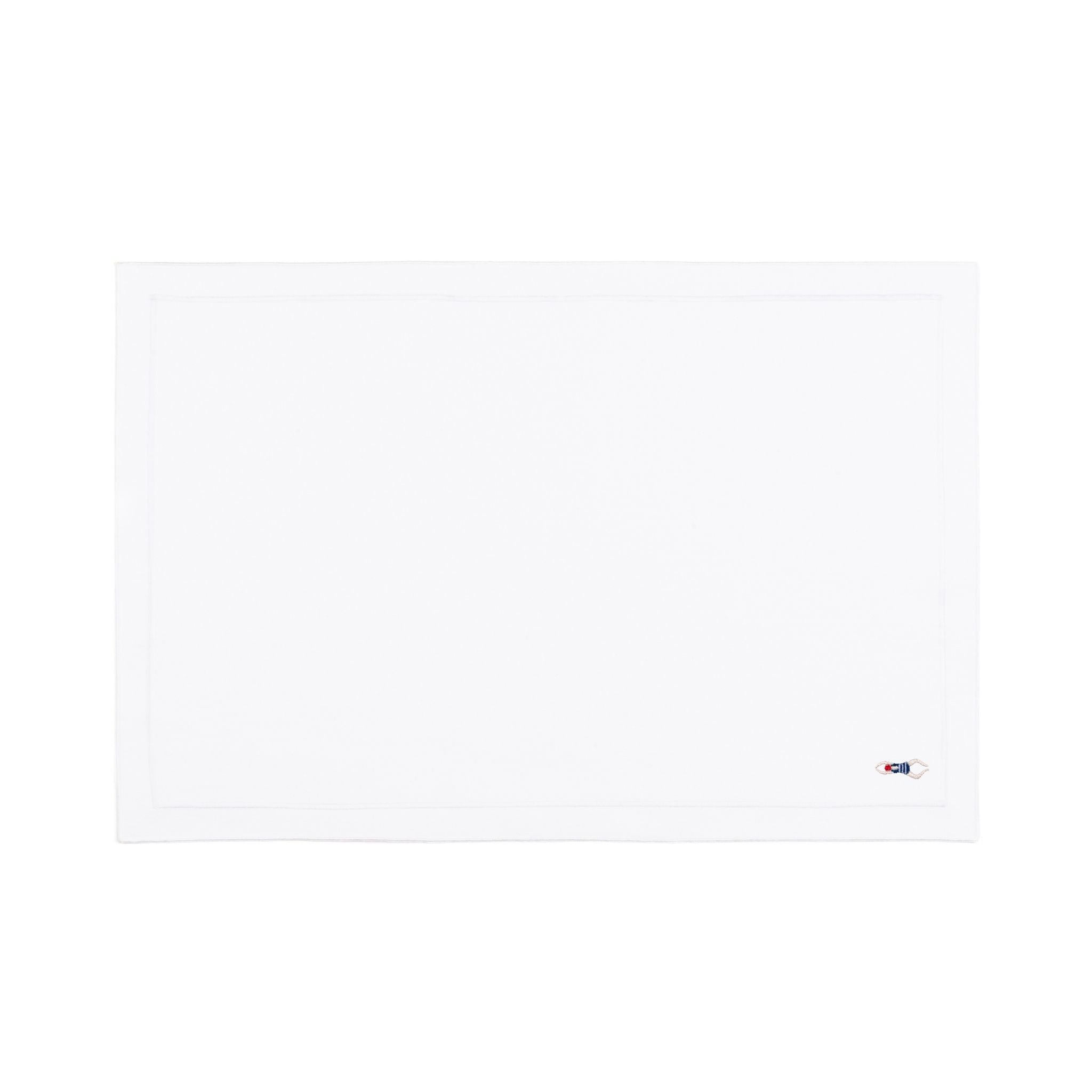 Nazaré white cotton table linen with embroidered retro sports motifs - Torres Novas