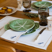 Nazaré white cotton table linen with embroidered Portugal-inspired motifs - Torres Novas