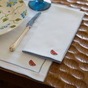 Nazaré white cotton table linen with embroidered fruits - Torres Novas