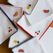 Nazaré white cotton table linen with embroidered fruits - Torres Novas