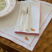 Nazaré white cotton table linen with embroidered fruits - Torres Novas